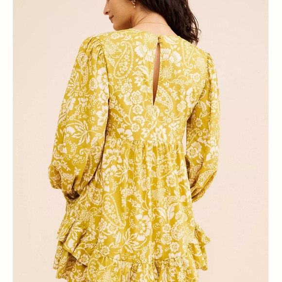 Mauve Yellow Floral Mini‎ Dress - Picture 4 of 11